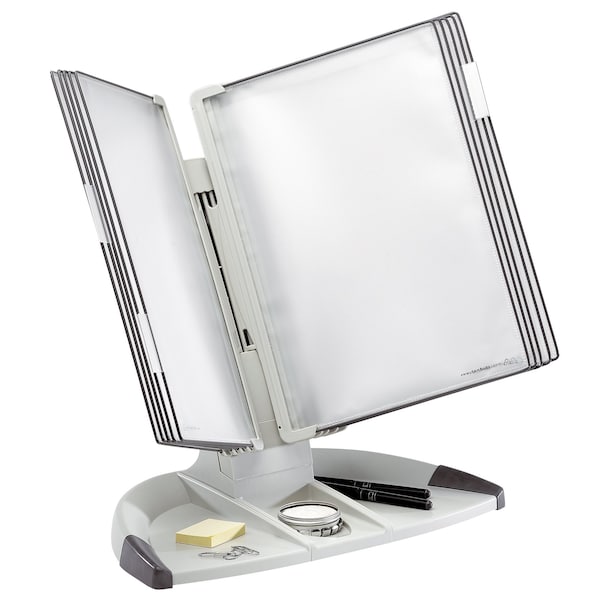 Desk Stand Starter Set, 10 Pockets, Gray